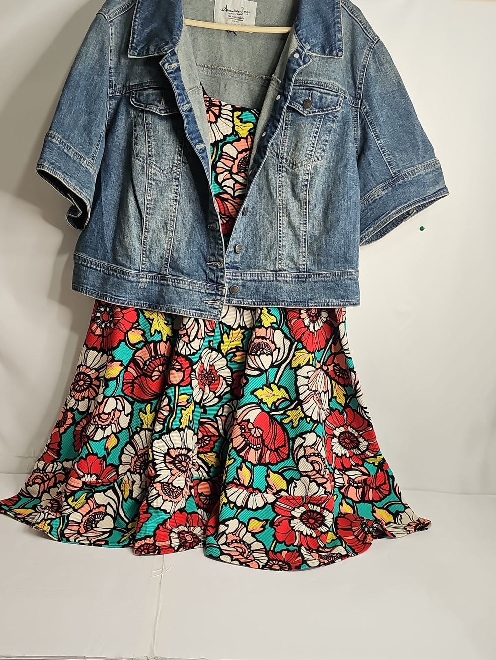 Mystic Floral Tank Dress in Turquoise, Red & Cream
